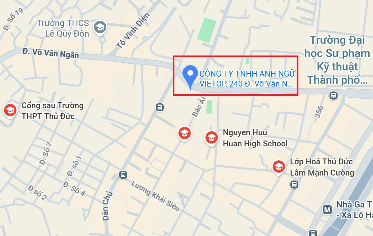 Các trường THPT gần trung tâm giảng dạy Vietop Thủ Đức