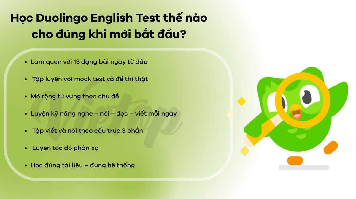 các dạng bài trong bài thi duolingo english test