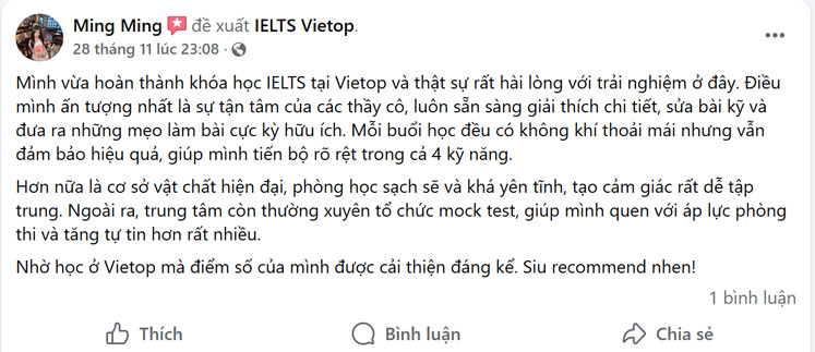 review fanpage vietop thủ đức 2