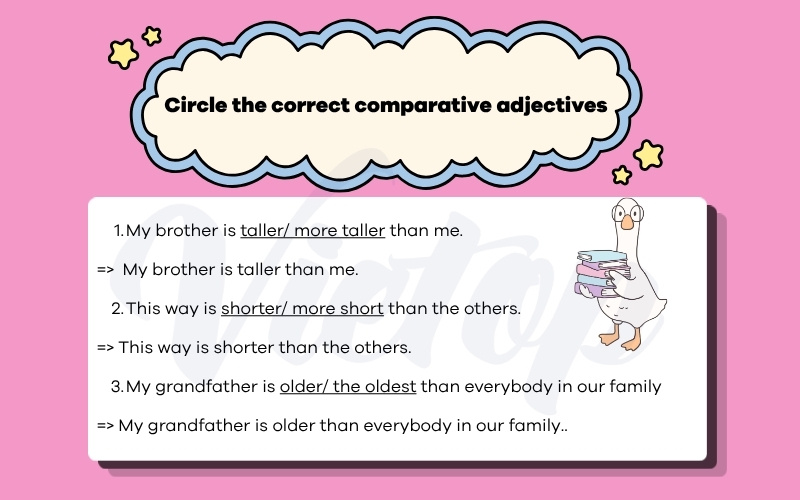 Circle the correct comparative adjectives