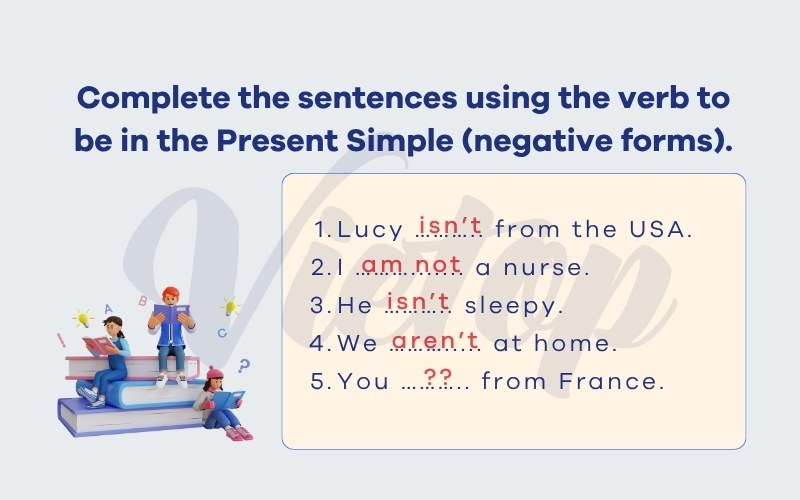 Hoàn thành câu với động từ to be dạng phủ định