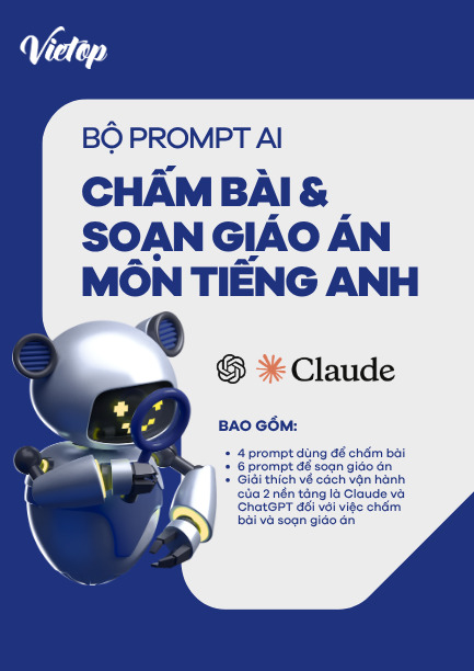 Cover Ebook trọn bộ prompt AI chấm bài & soạn giáo án môn Tiếng Anh