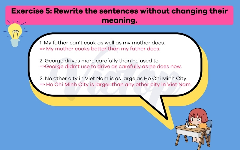 Rewrite the sentences without changing their meaning