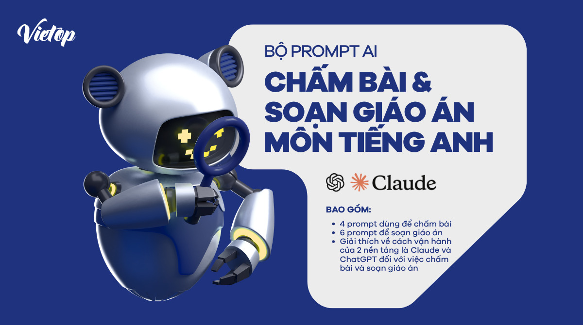 Thumbnail Ebook trọn bộ prompt AI chấm bài & soạn giáo án môn Tiếng Anh