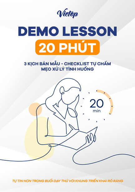 Cover Ebook Demo Lesson 20 phút: Kịch bản mẫu & Checklist cho giáo viên TESOL